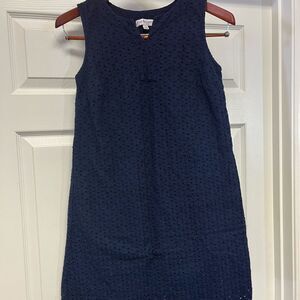 Kim Rogers Navy Eyelet Sheath sz PM EUC